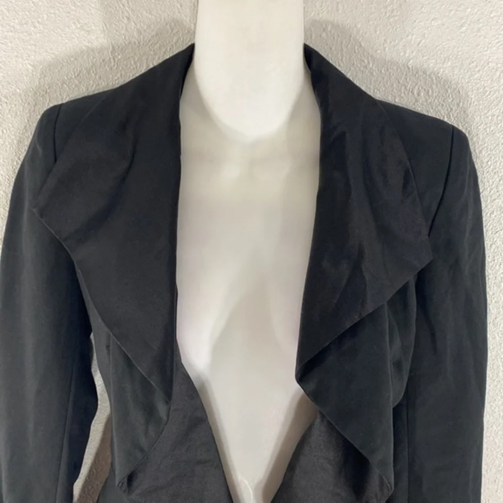 Anthro Tabitha black silk drape kiss front blazer jacket KK29